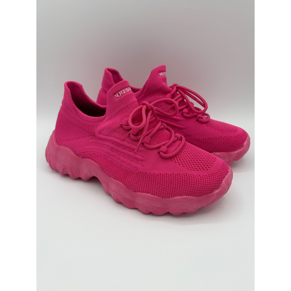 Nurse Babes Womens Knit Sock Sneakers Hot Pink Chunky Athletic Shoes Size 6